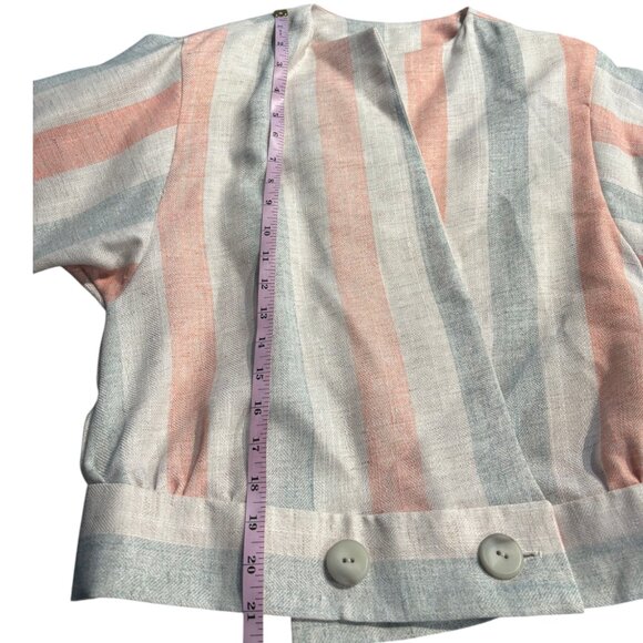 Charles Alan Petites VTG 80s 90s cream linen striped skirt suit sz 6P Union made - Picture 14 of 14